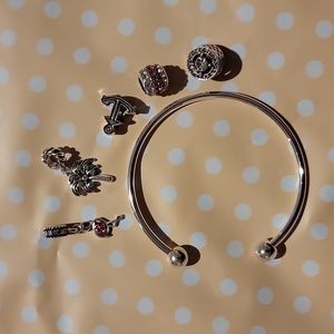 Sterling Silver Bangle bracelet with 5 charms